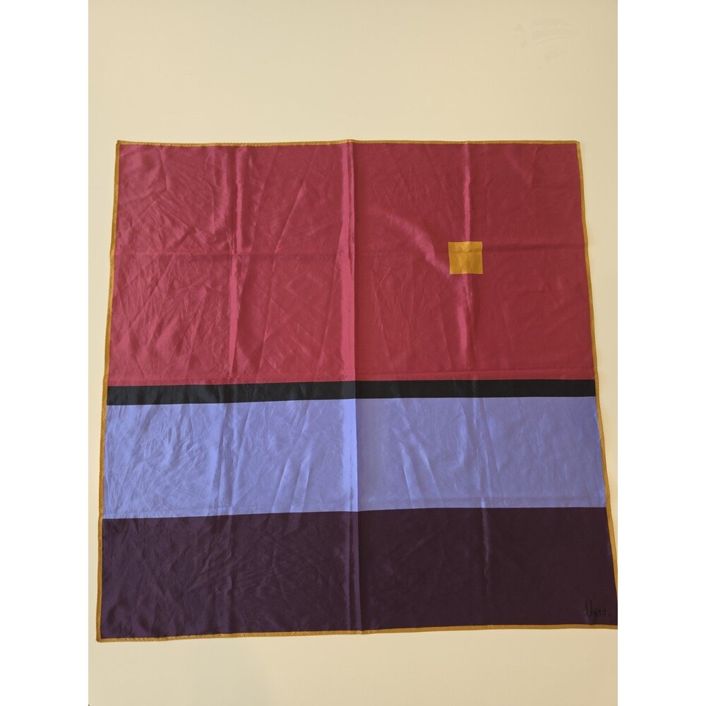STRIKING Vera Neumann Silk Scarf Long Hand Rolled Geometric Signed Abstract Mod